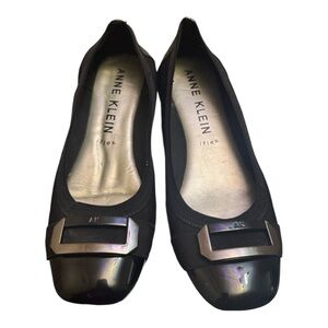 Anne Klein Black Flats with Silver Accents